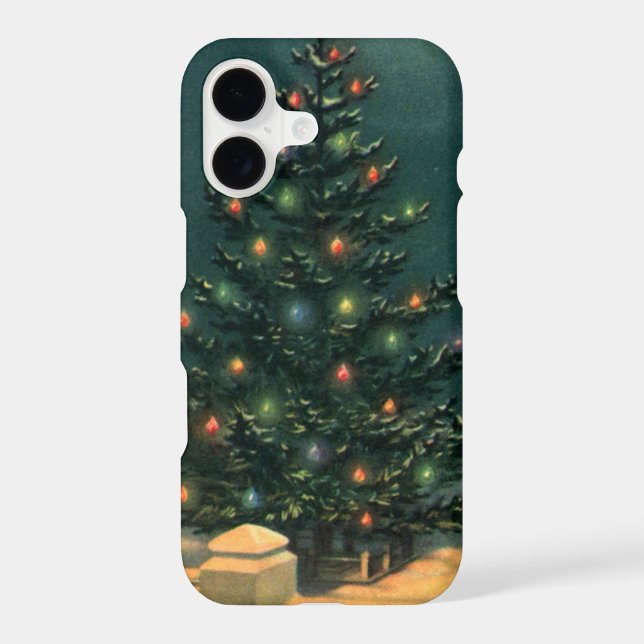 Vintage Christmas Tree at Night with Lights (Back)