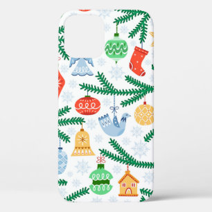 Vintage Christmas tree balls, decorations seamless iPhone 12 Case