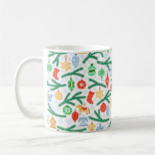 Vintage Christmas tree balls, decorations seamless Coffee Mug
