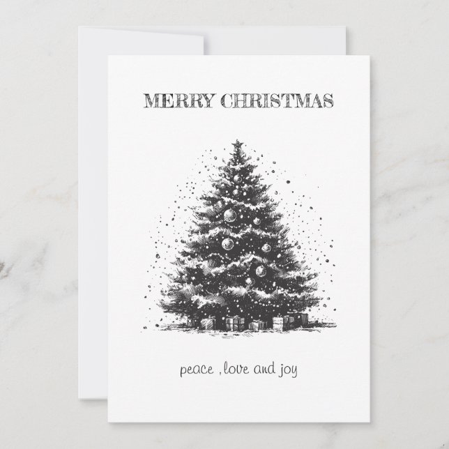 Vintage Christmas Tree Christmas Card (Front)