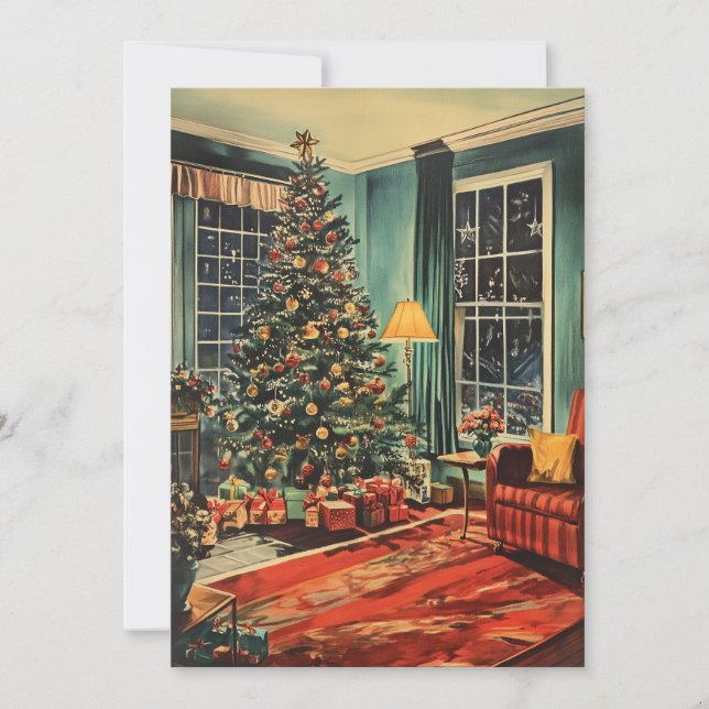 Vintage Christmas Tree Christmas Card (Front)