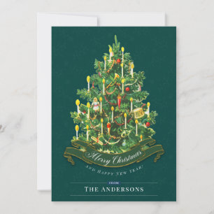Vintage Christmas Tree Classic Green Custom Card