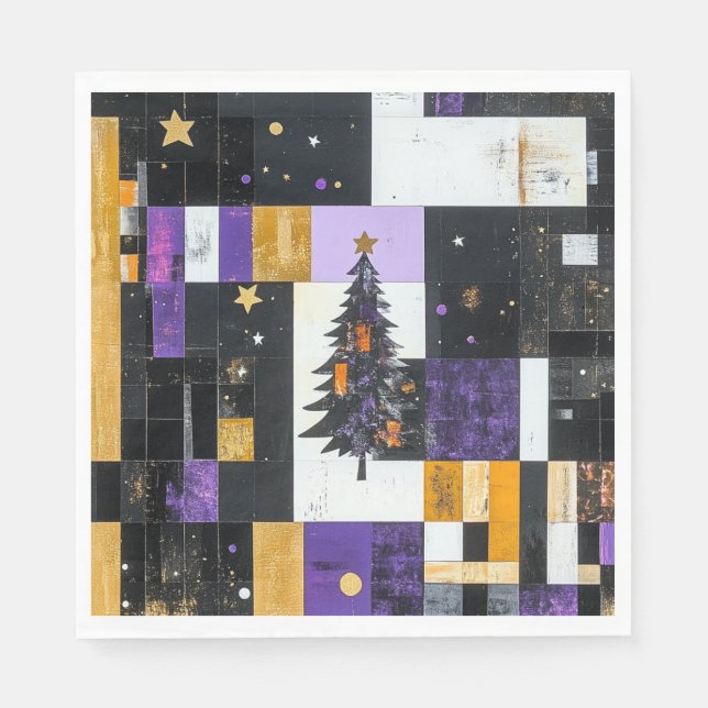 Vintage Christmas tree collage Napkin (Front)