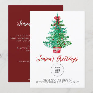 Vintage Christmas Tree Company Logo Business Holiday Card