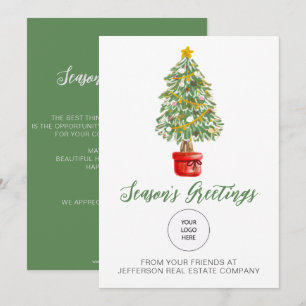 Vintage Christmas Tree Company Logo Business Holiday Card