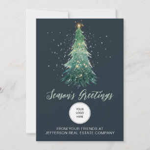Vintage Christmas Tree Company Logo Business Holiday Card