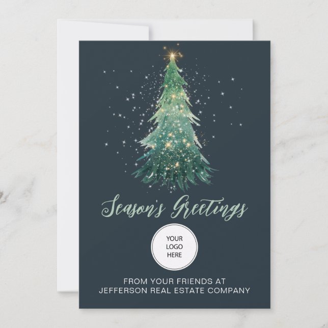 Vintage Christmas Tree Company Logo Business  Holiday Card (Front)