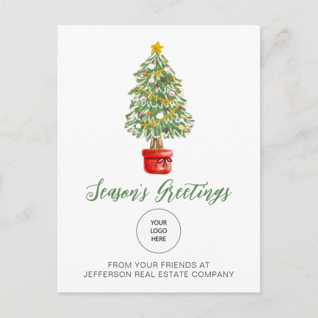 Vintage Christmas Tree Company Logo Business  Holiday Postcard (Front)