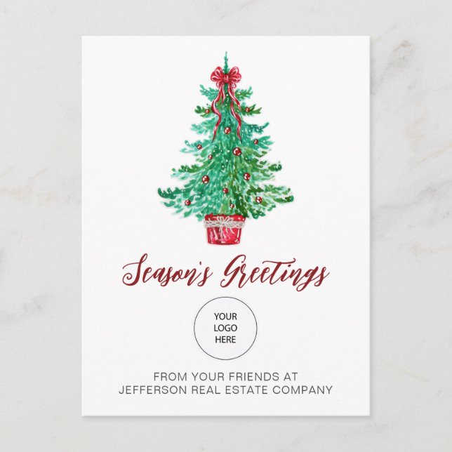 Vintage Christmas Tree Company Logo Business  Holiday Postcard (Front)