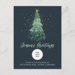 Vintage Christmas Tree Company Logo Business  Holiday Postcard