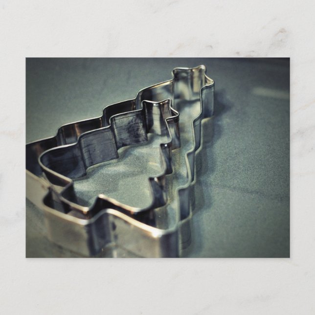 Vintage Christmas Tree Cookie Cutters Holiday Postcard (Front)