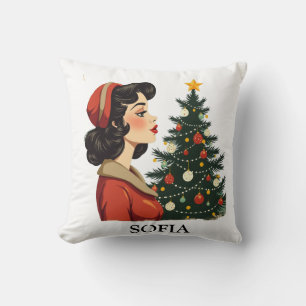 vintage christmas tree cushion