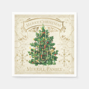 Vintage Christmas Tree Custom Napkin