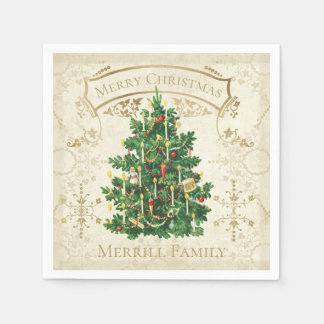 Vintage Christmas Tree Custom Napkin