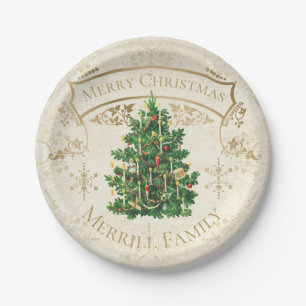 Vintage Christmas Tree Custom Paper Plate