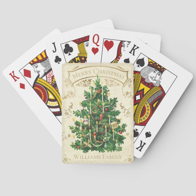 Vintage Christmas Tree Custom Playing Cards (Back)
