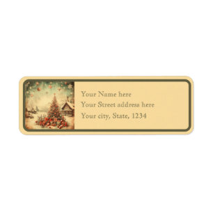 Vintage Christmas tree customized return label