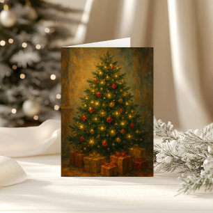 Vintage Christmas Tree Elegant Holiday Card