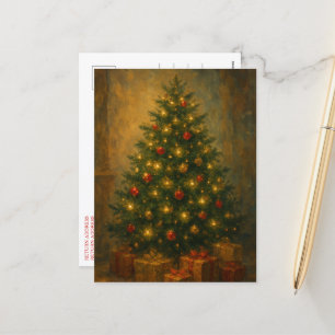 Vintage Christmas Tree Elegant Holiday Postcard