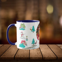 Vintage Christmas Tree Farm Life Navy Blue