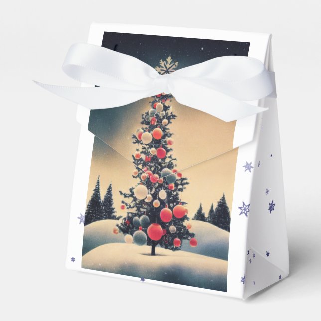 Vintage Christmas Tree Favour Box (Front Side)