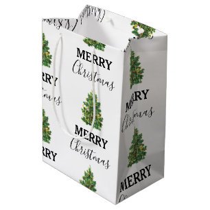 Vintage Christmas Tree Festive Xmas Medium Gift Bag