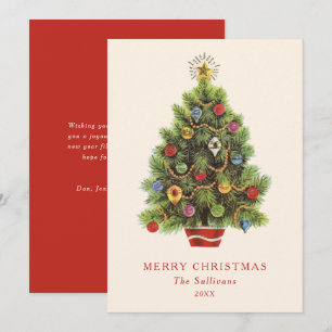 Vintage Christmas Tree Flat Holiday Card