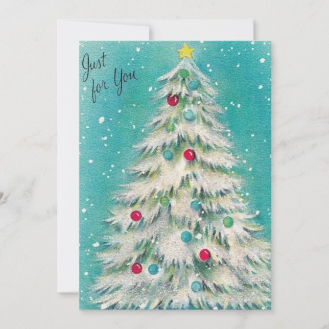 Vintage Christmas Tree For You Holiday Card (Front)
