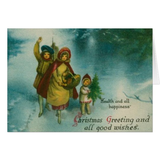 Vintage Christmas Tree Gathering Card