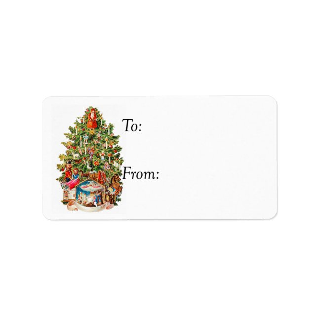 Vintage Christmas Tree Gift Tag (Front)