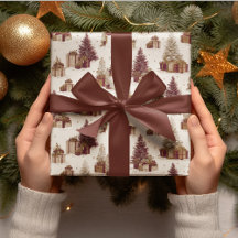Vintage Christmas Tree & Gifts Wrapping Paper