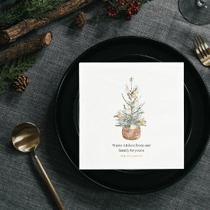 Vintage Christmas Tree Happy Holiday Napkin