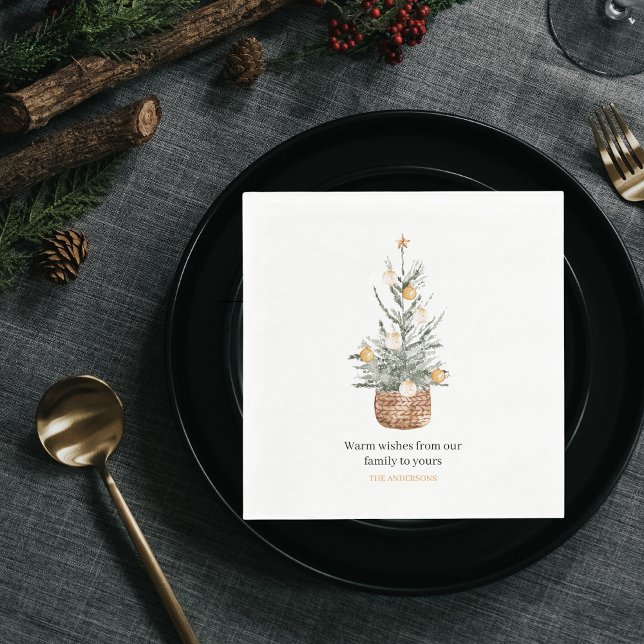 Vintage Christmas Tree | Happy Holiday  Napkin (Creator Uploaded)