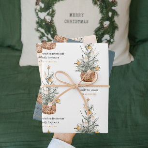 Vintage Christmas Tree   Happy Holiday  Wrapping Paper Sheet