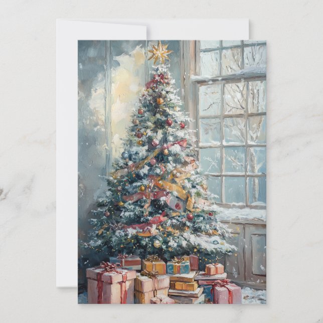 Vintage Christmas Tree  Holiday Card (Front)