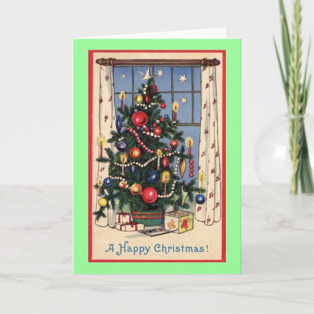 Vintage Christmas Tree Holiday Card (Front)
