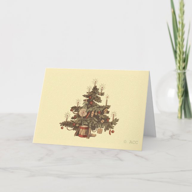 Vintage Christmas Tree Holiday Card (Front)