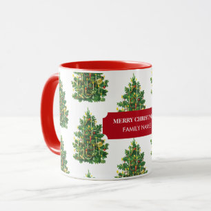 Vintage Christmas Tree Holiday Custom Name  Mug