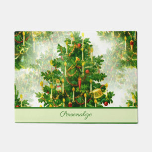 Vintage Christmas Tree Holiday Decoration Pattern Doormat