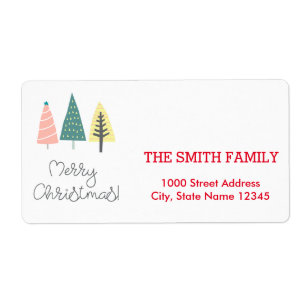 Vintage Christmas Tree Holiday Label