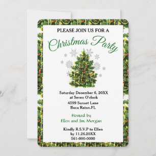Vintage Christmas Tree Holiday Party Invitation