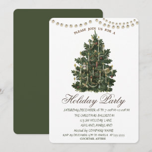 Vintage Christmas Tree Holiday Party Invitation