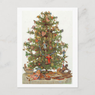Vintage Christmas Tree Holiday Postcard