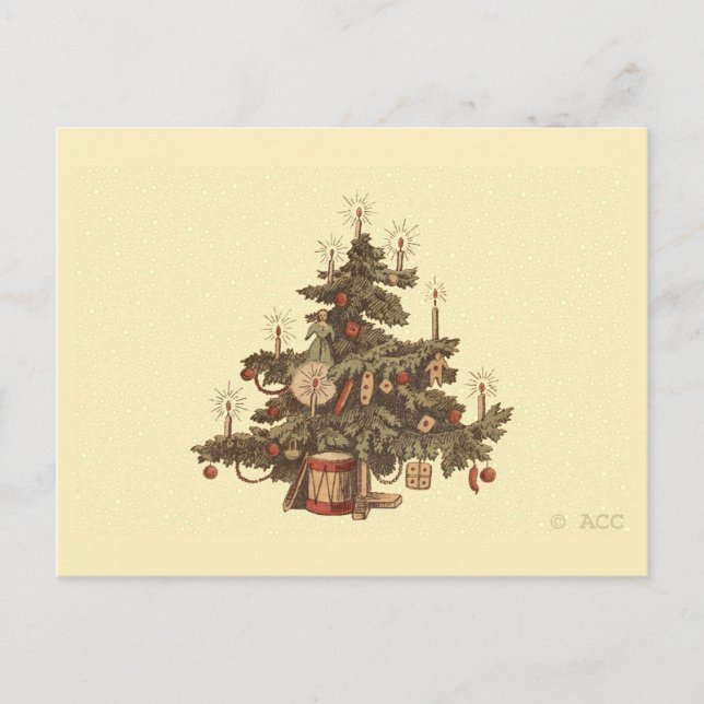 Vintage Christmas Tree Holiday Postcard (Front)