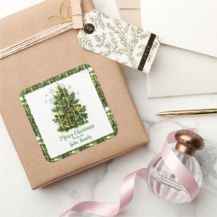 Vintage Christmas Tree Holiday  Square Sticker