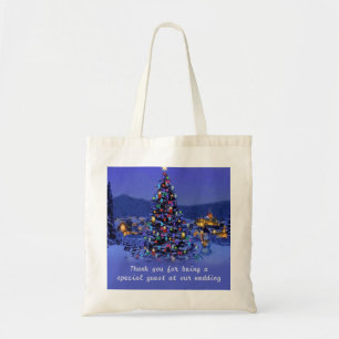 Vintage Christmas tree holiday wedding favour Tote Bag