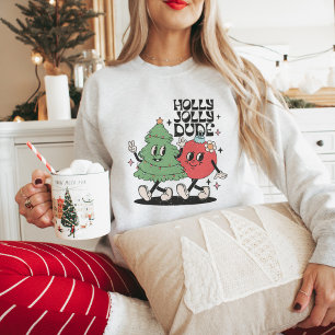 Vintage Christmas Tree Holly Jolly Dude Sweatshirt