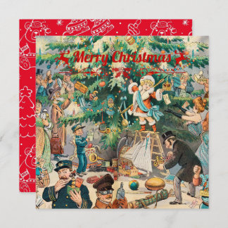 Vintage christmas Tree Lithographic   Holiday Card