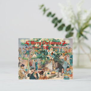 Vintage christmas Tree Lithographic  Holiday Postcard