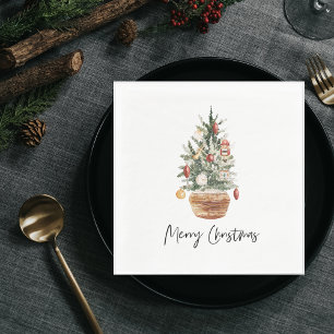 Vintage Christmas Tree Merry Christmas Napkin